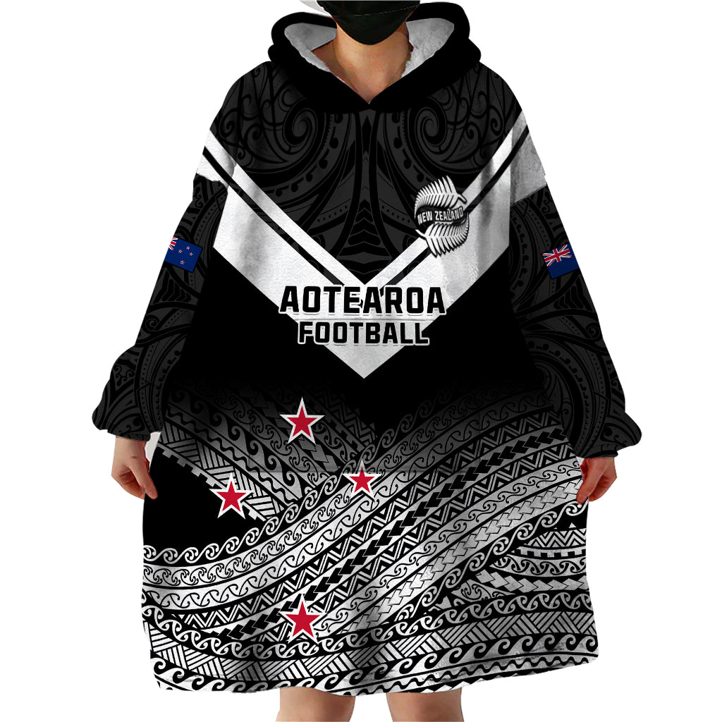 Aotearoa Football Wearable Blanket Hoodie Go New Zealand Maori Fern Pattern - Wonder Print Shop