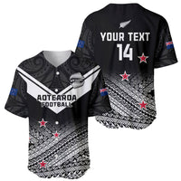 Personalised Aotearoa Football Baseball Jersey Go New Zealand Maori Fern Pattern - Wonder Print Shop