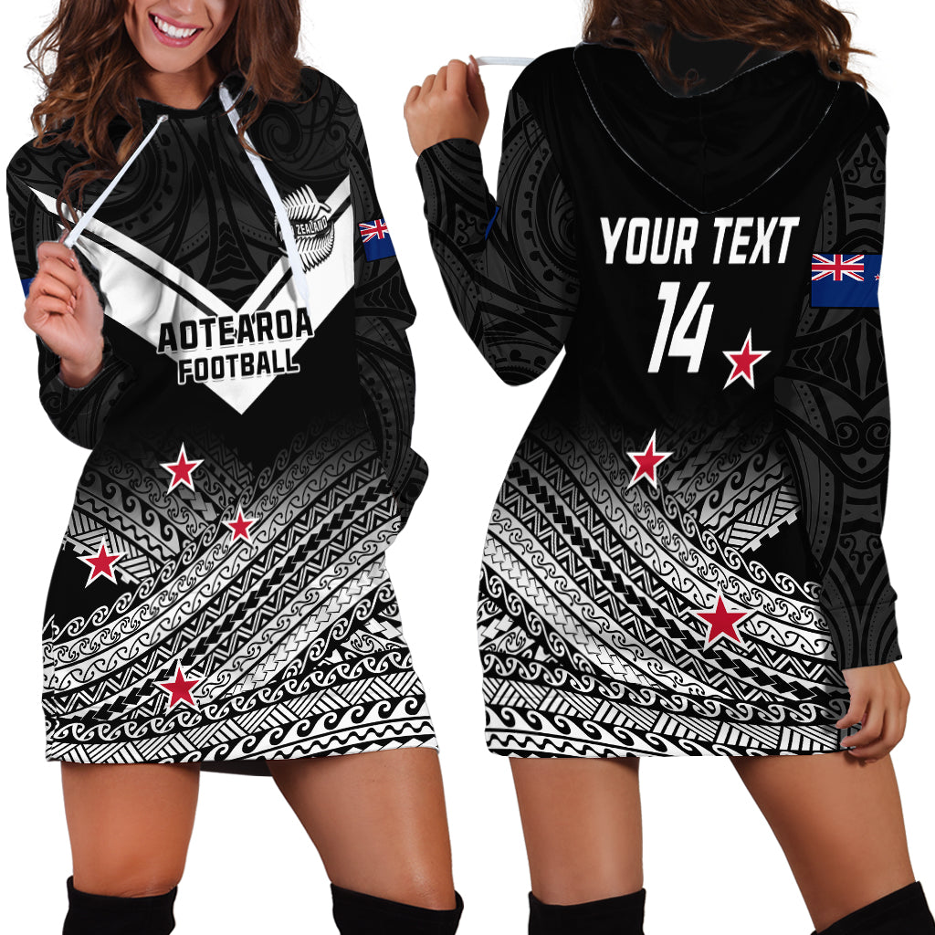 Personalised Aotearoa Football Hoodie Dress Go New Zealand Maori Fern Pattern - Wonder Print Shop