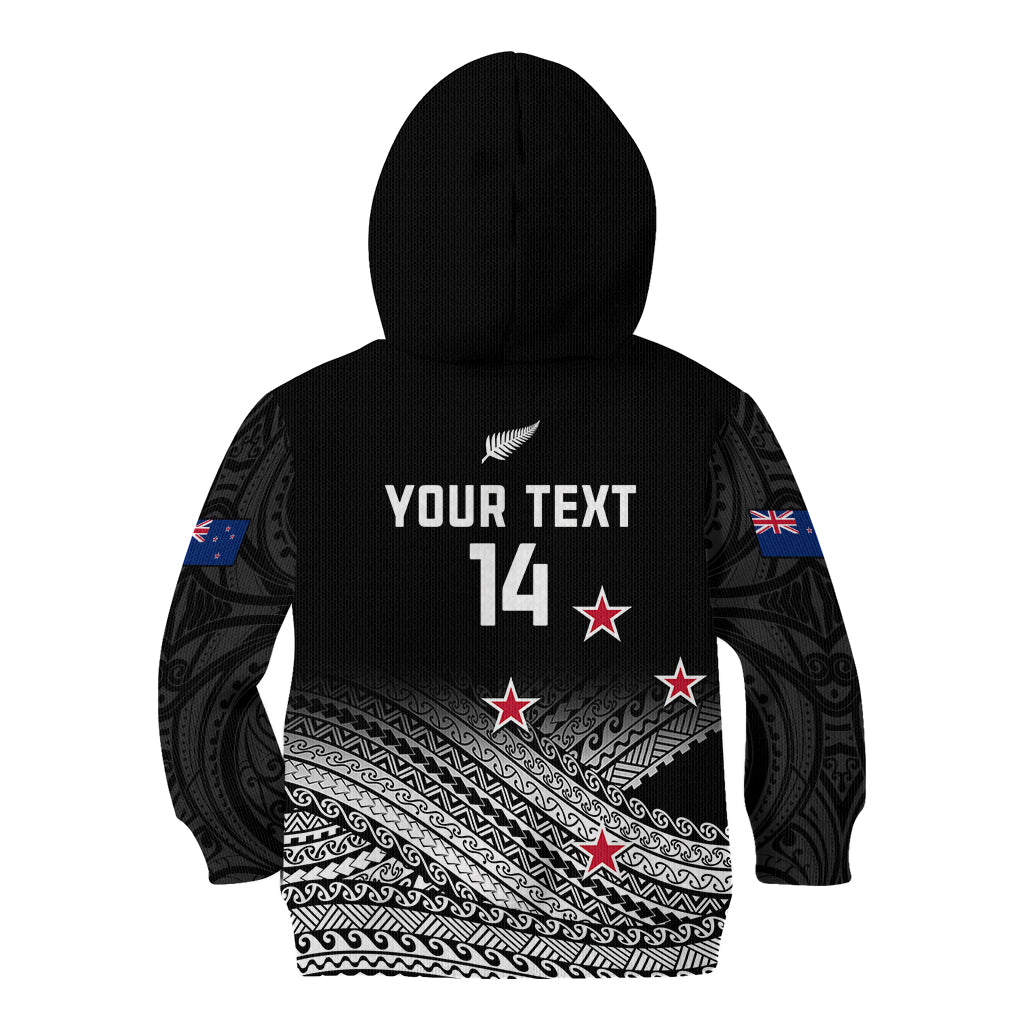 Personalised Aotearoa Football Kid Hoodie Go New Zealand Maori Fern Pattern - Wonder Print Shop