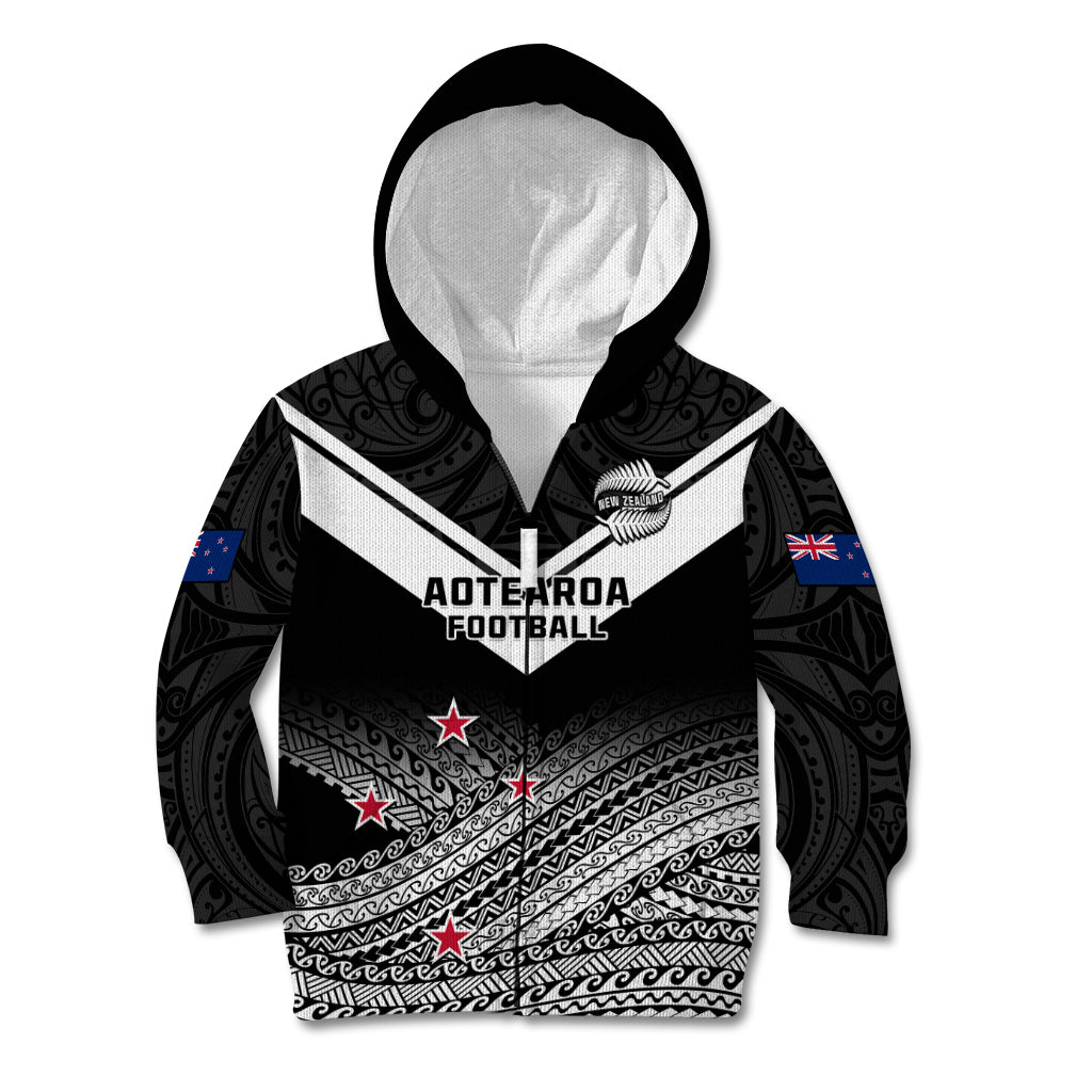 Personalised Aotearoa Football Kid Hoodie Go New Zealand Maori Fern Pattern - Wonder Print Shop