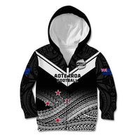 Personalised Aotearoa Football Kid Hoodie Go New Zealand Maori Fern Pattern - Wonder Print Shop