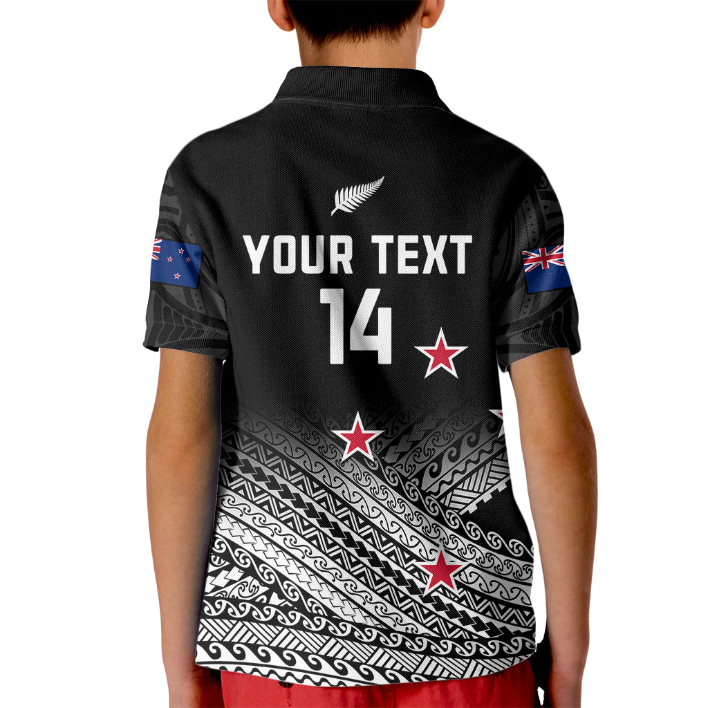 Personalised Aotearoa Football Kid Polo Shirt Go New Zealand Maori Fern Pattern - Wonder Print Shop