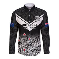 Personalised Aotearoa Football Long Sleeve Button Shirt Go New Zealand Maori Fern Pattern - Wonder Print Shop