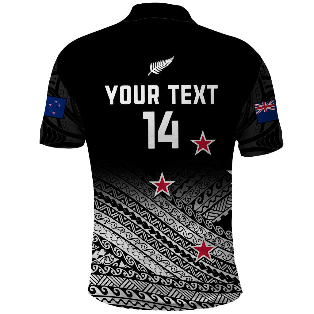 Personalised Aotearoa Football Polo Shirt Go New Zealand Maori Fern Pattern - Wonder Print Shop