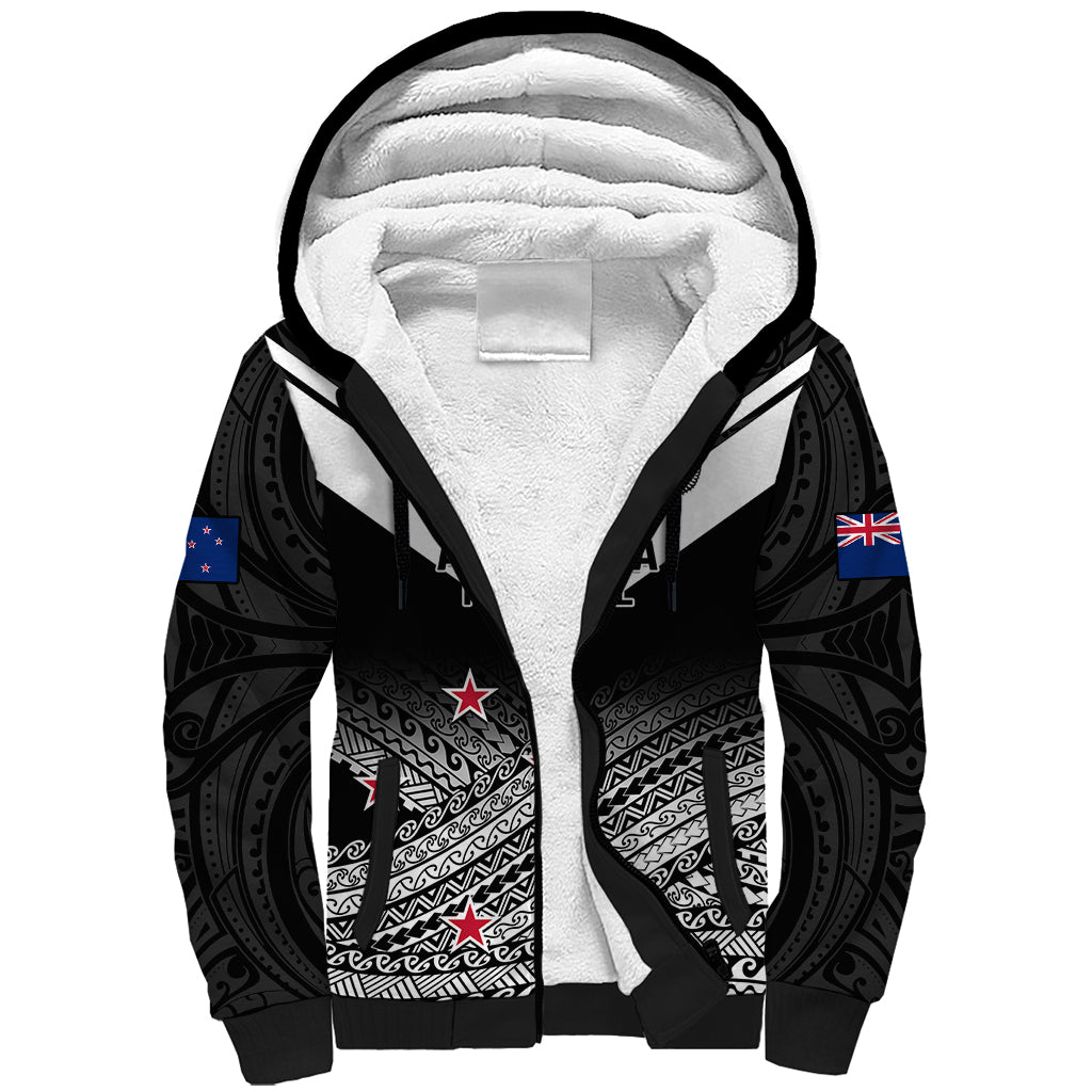 Personalised Aotearoa Football Sherpa Hoodie Go New Zealand Maori Fern Pattern - Wonder Print Shop