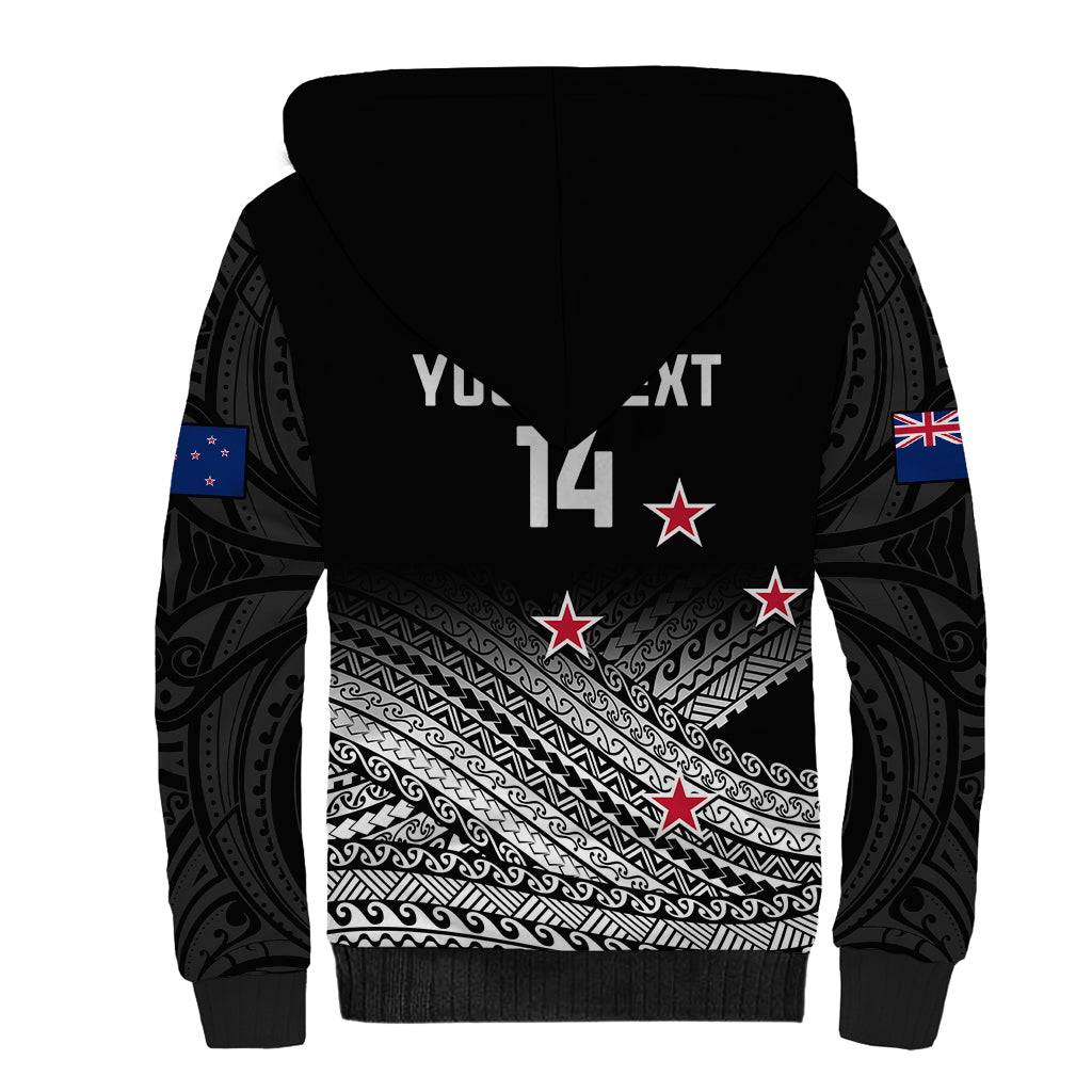 Personalised Aotearoa Football Sherpa Hoodie Go New Zealand Maori Fern Pattern - Wonder Print Shop