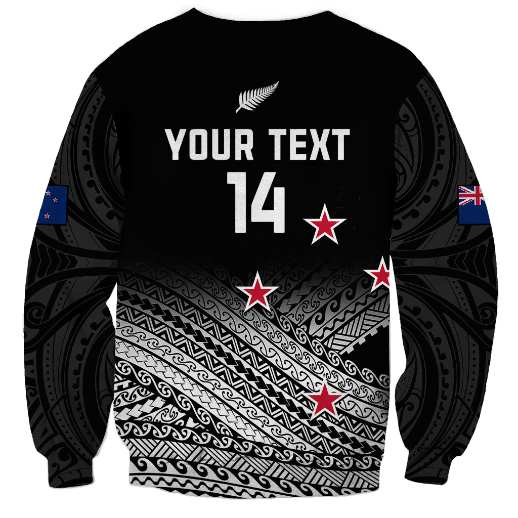 Personalised Aotearoa Football Sweatshirt Go New Zealand Maori Fern Pattern - Wonder Print Shop