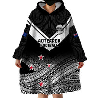 Personalised Aotearoa Football Wearable Blanket Hoodie Go New Zealand Maori Fern Pattern - Wonder Print Shop