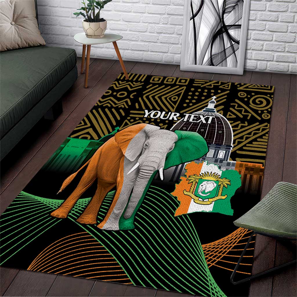 Personalized Cote dIvoire Independence Day Area Rug Ivory Coast Elephant African Pattern - Wonder Print Shop
