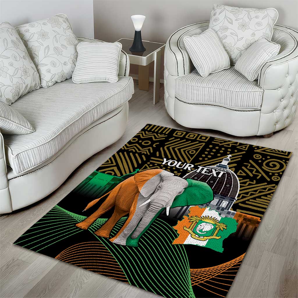 Personalized Cote dIvoire Independence Day Area Rug Ivory Coast Elephant African Pattern - Wonder Print Shop