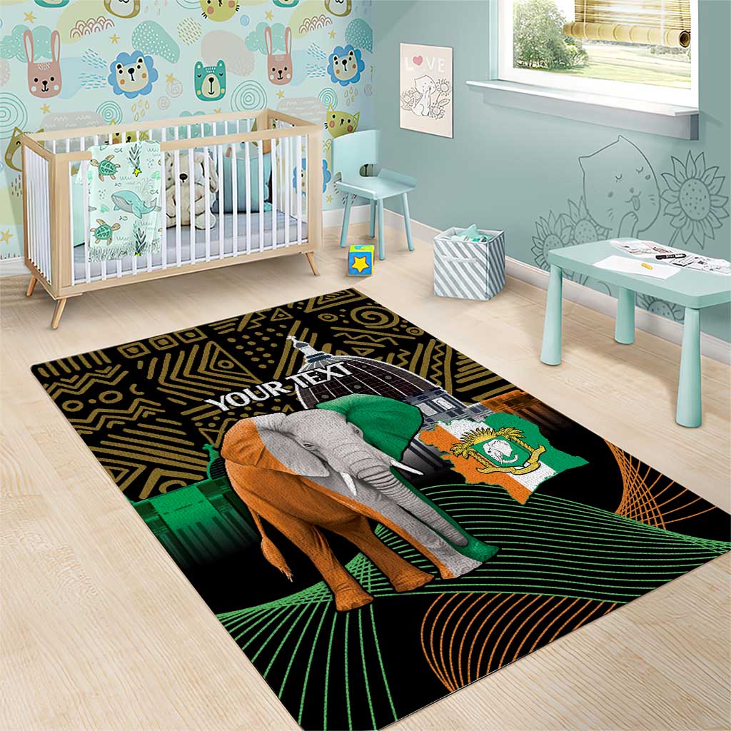 Personalized Cote dIvoire Independence Day Area Rug Ivory Coast Elephant African Pattern - Wonder Print Shop