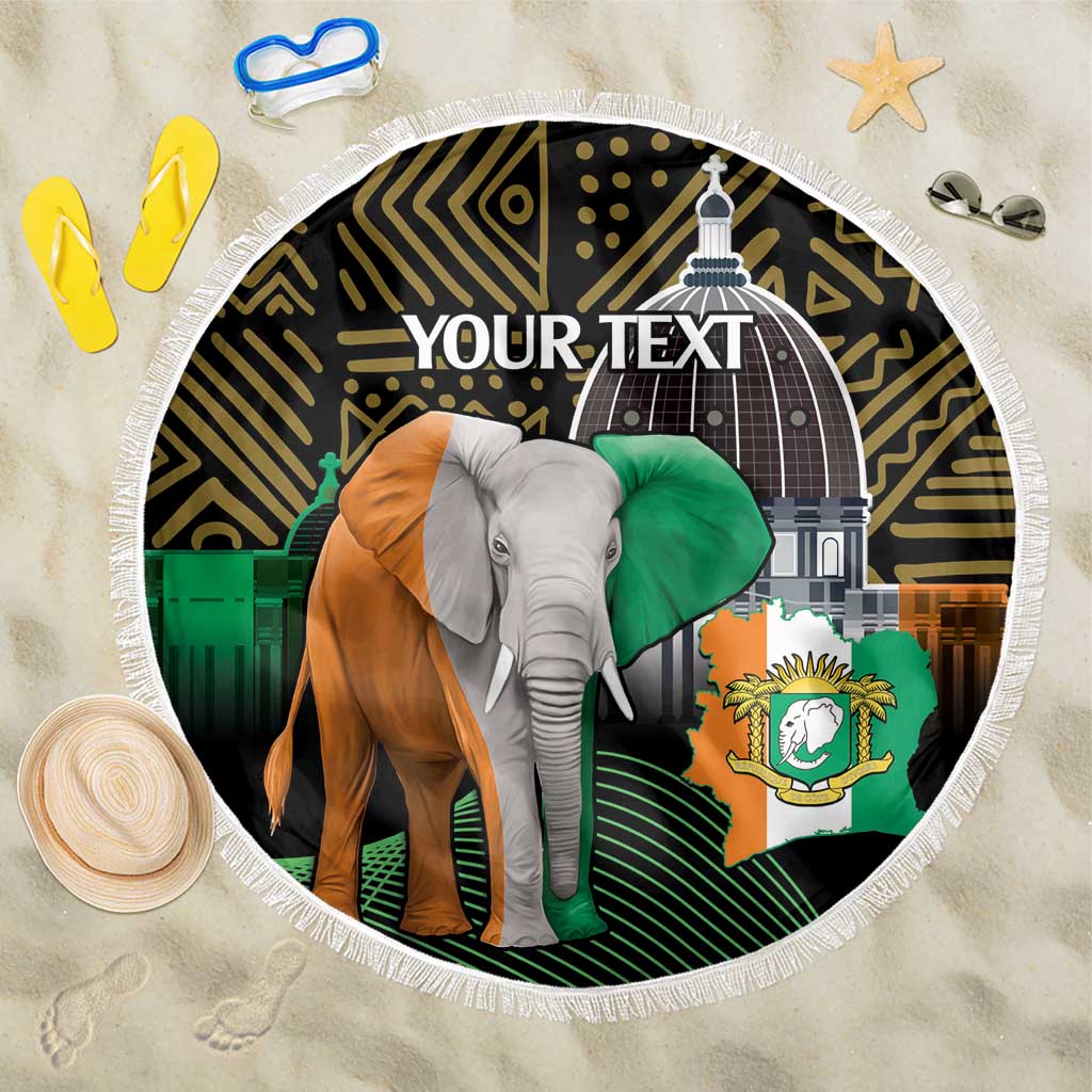 Personalized Cote dIvoire Independence Day Beach Blanket Ivory Coast Elephant African Pattern - Wonder Print Shop