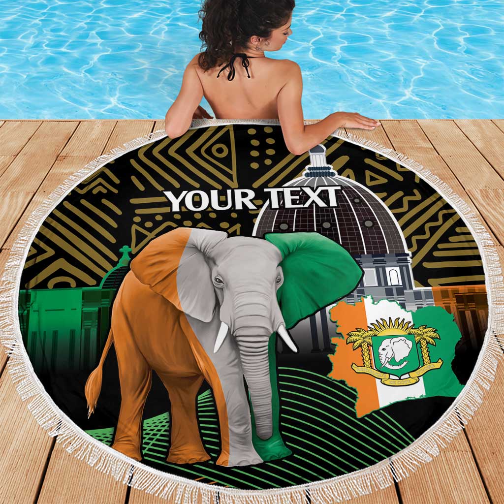 Personalized Cote dIvoire Independence Day Beach Blanket Ivory Coast Elephant African Pattern - Wonder Print Shop