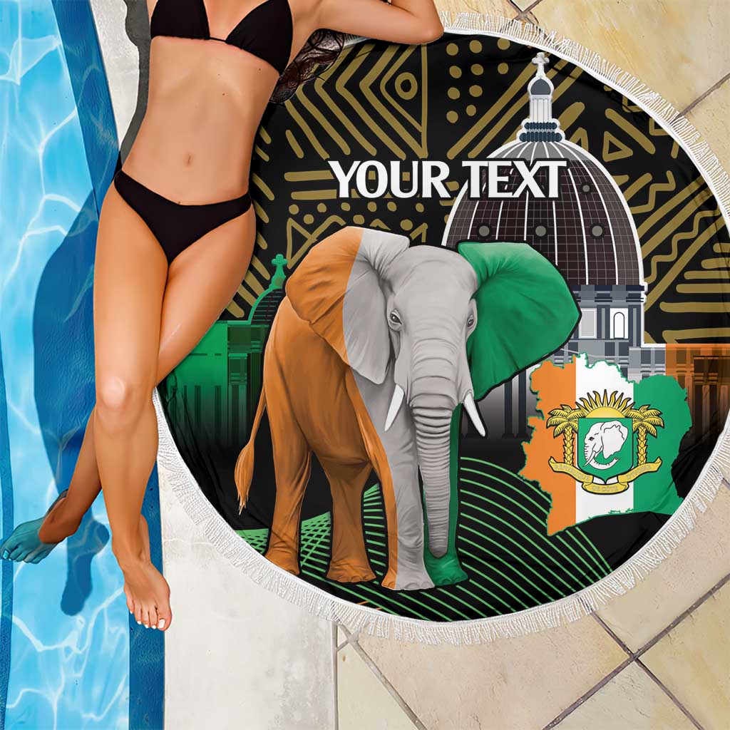 Personalized Cote dIvoire Independence Day Beach Blanket Ivory Coast Elephant African Pattern - Wonder Print Shop