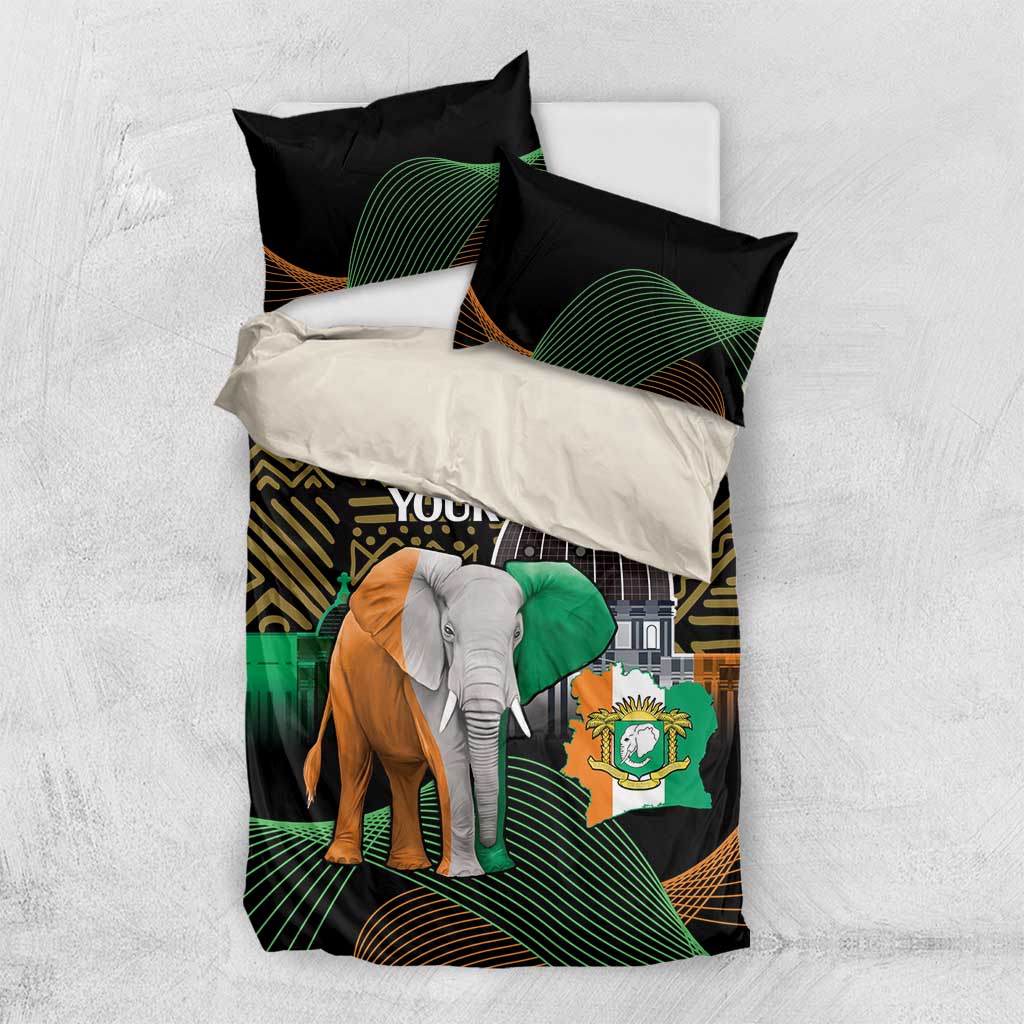 Personalized Cote dIvoire Independence Day Bedding Set Ivory Coast Elephant African Pattern - Wonder Print Shop