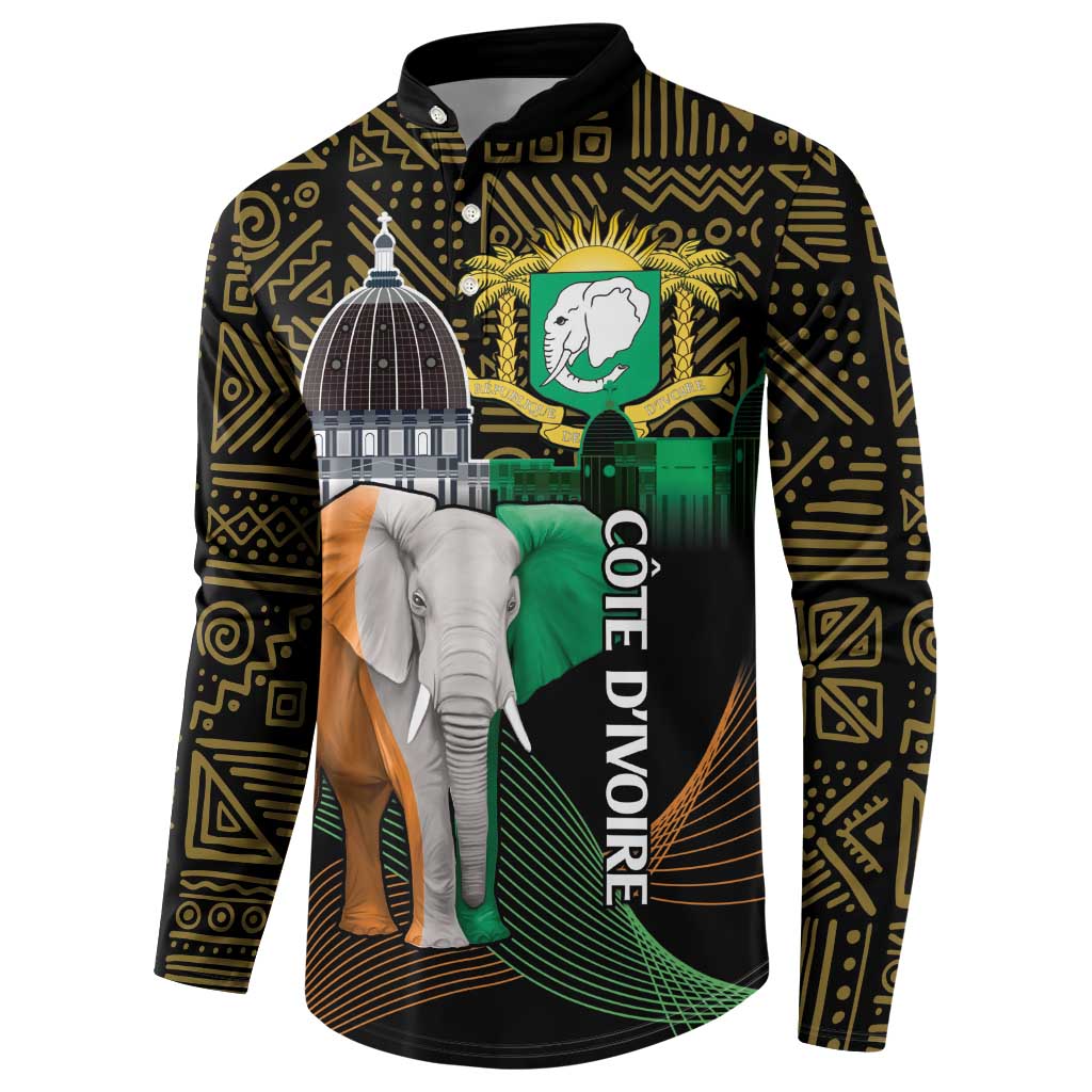 Personalized Cote dIvoire Independence Day Button Sweatshirt Ivory Coast Elephant African Pattern - Wonder Print Shop