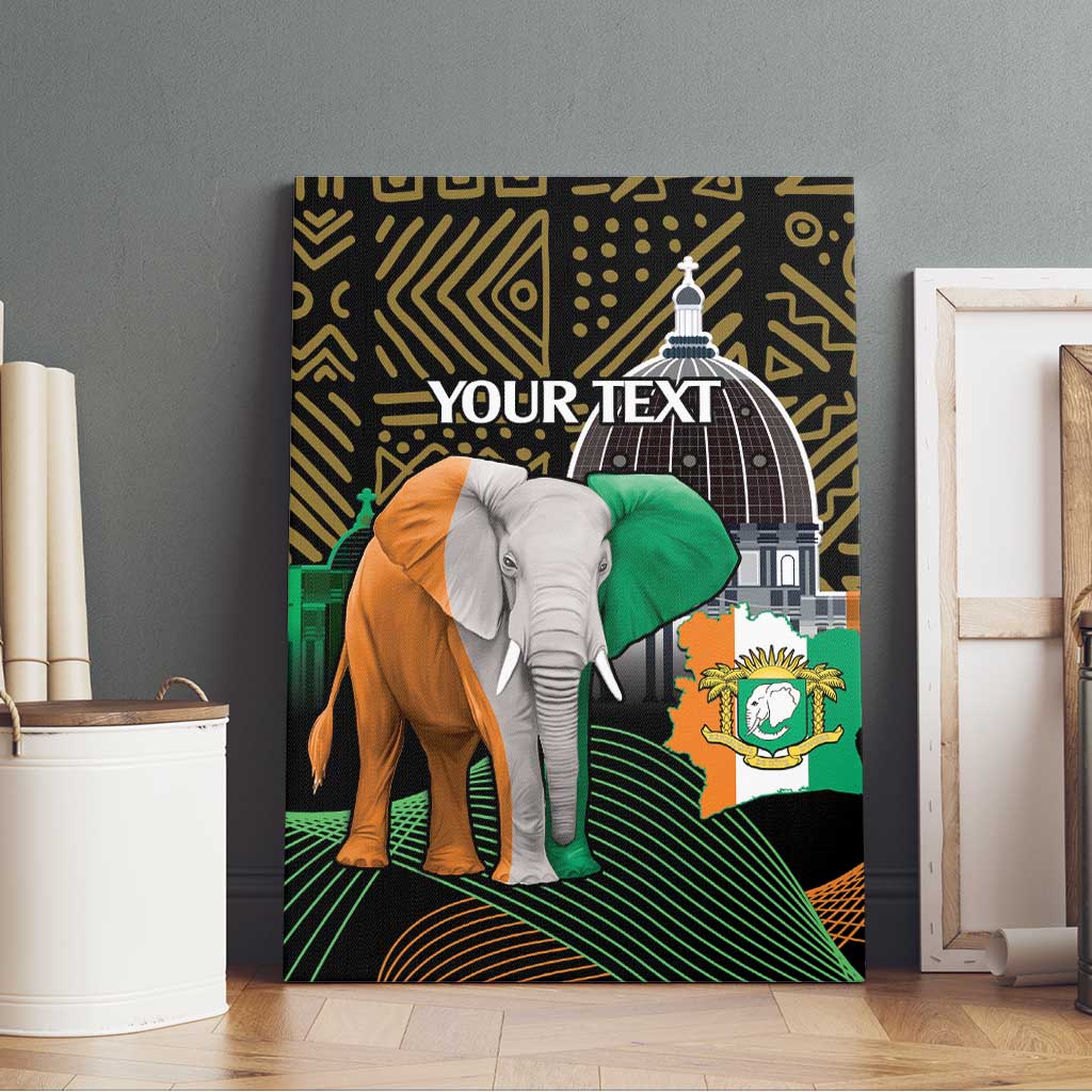 Personalized Cote dIvoire Independence Day Canvas Wall Art Ivory Coast Elephant African Pattern - Wonder Print Shop