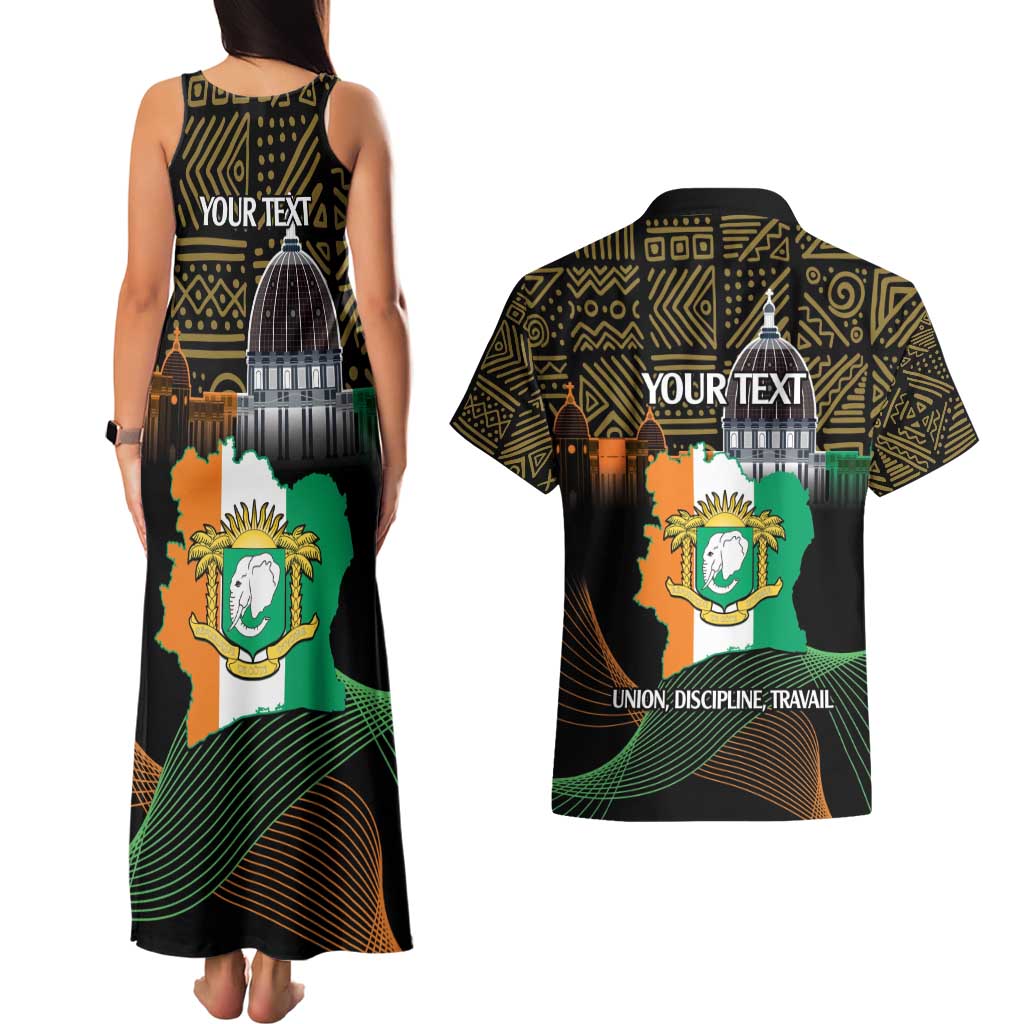 Personalized Cote dIvoire Independence Day Couples Matching Tank Maxi Dress and Hawaiian Shirt Ivory Coast Elephant African Pattern - Wonder Print Shop