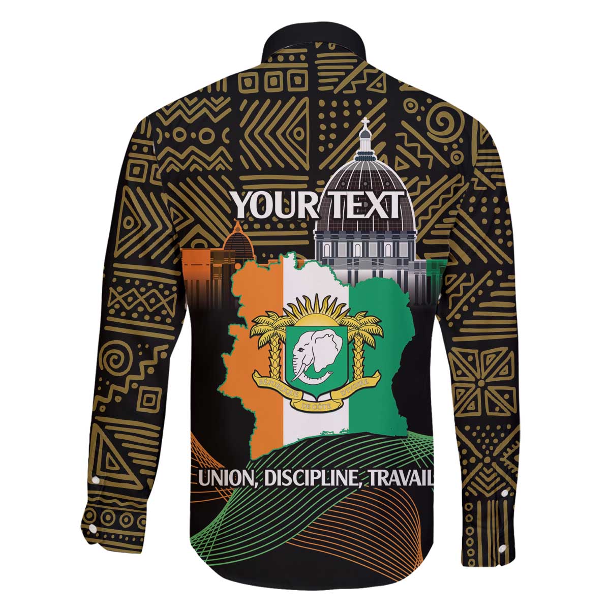 Personalized Cote dIvoire Independence Day Family Matching Off The Shoulder Long Sleeve Dress and Hawaiian Shirt Ivory Coast Elephant African Pattern - Wonder Print Shop
