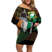 Personalized Cote dIvoire Independence Day Family Matching Off Shoulder Short Dress and Hawaiian Shirt Ivory Coast Elephant African Pattern - Wonder Print Shop
