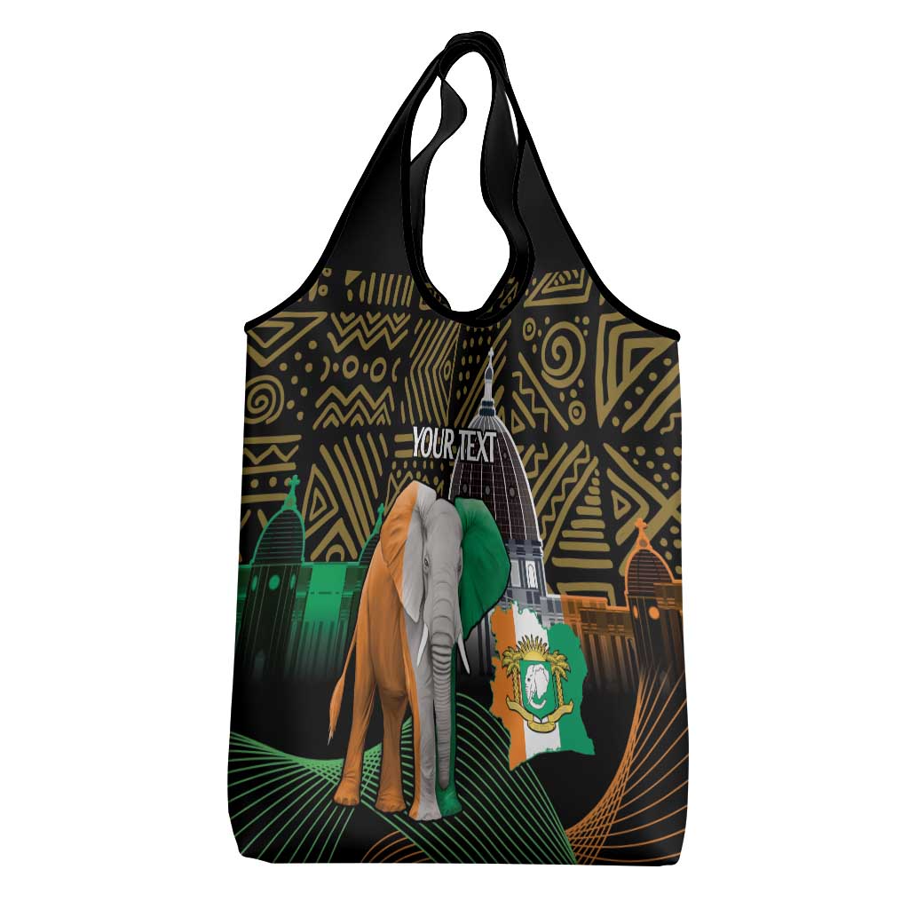 Personalized Cote dIvoire Independence Day Grocery Bag Ivory Coast Elephant African Pattern