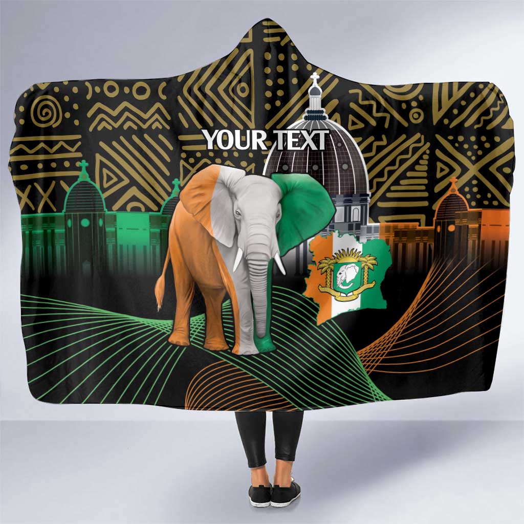 Personalized Cote dIvoire Independence Day Hooded Blanket Ivory Coast Elephant African Pattern