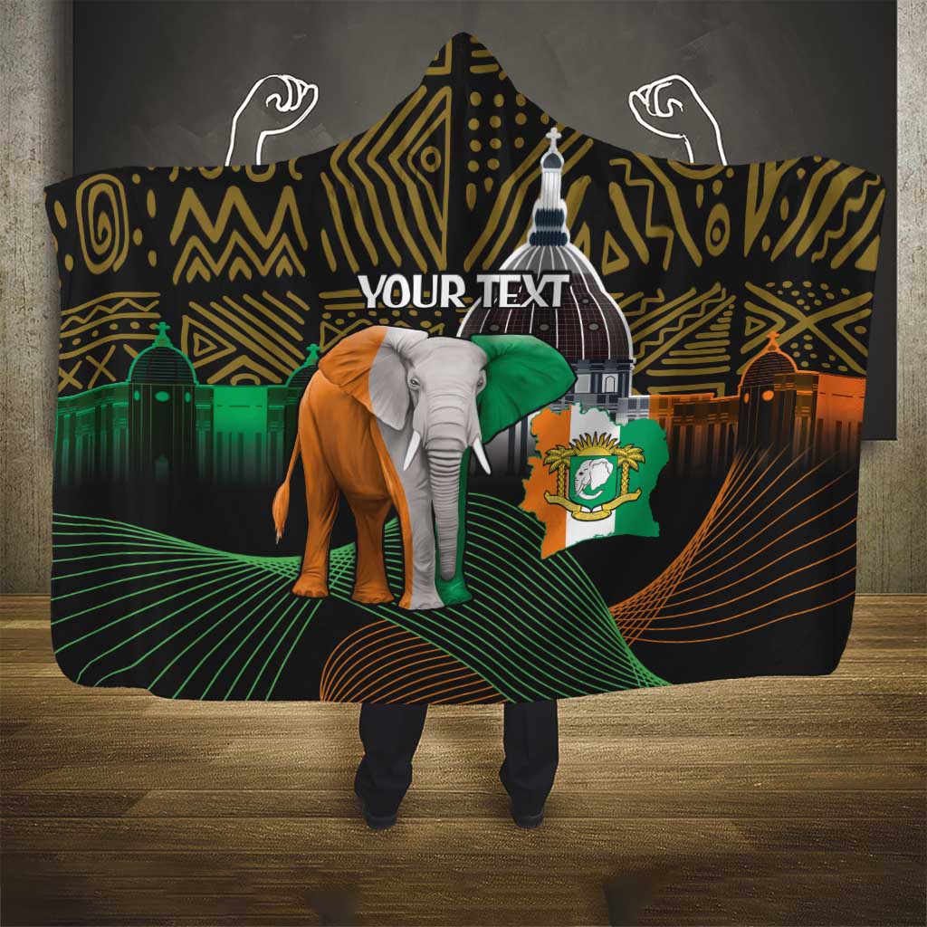 Personalized Cote dIvoire Independence Day Hooded Blanket Ivory Coast Elephant African Pattern