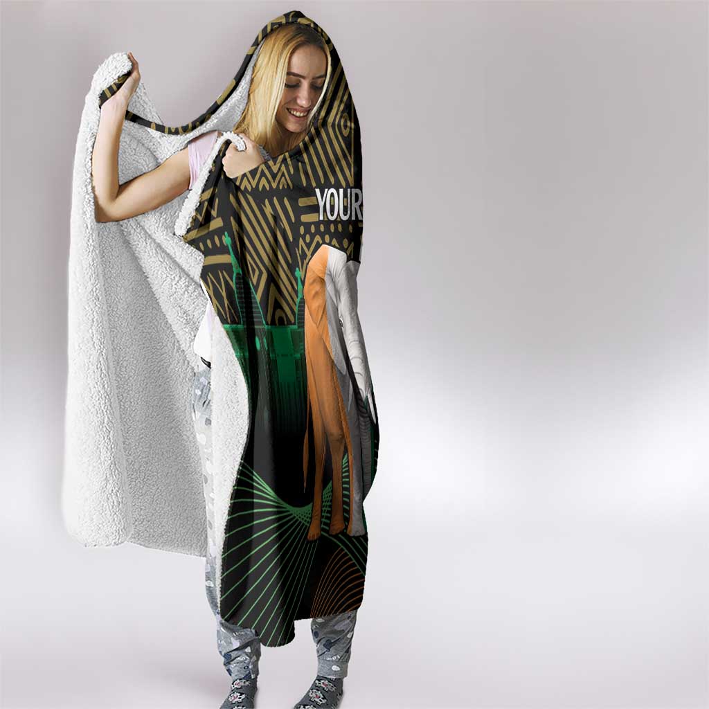 Personalized Cote dIvoire Independence Day Hooded Blanket Ivory Coast Elephant African Pattern