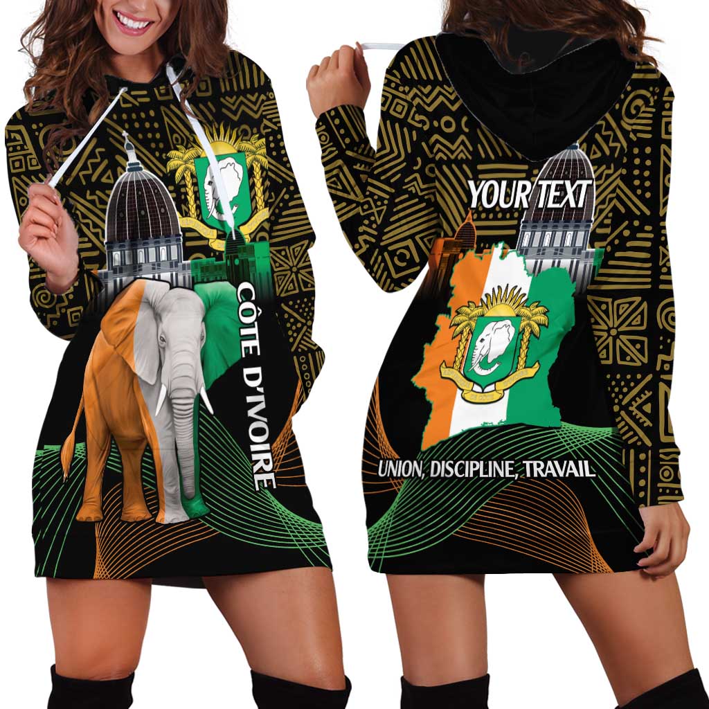 Personalized Cote dIvoire Independence Day Hoodie Dress Ivory Coast Elephant African Pattern - Wonder Print Shop