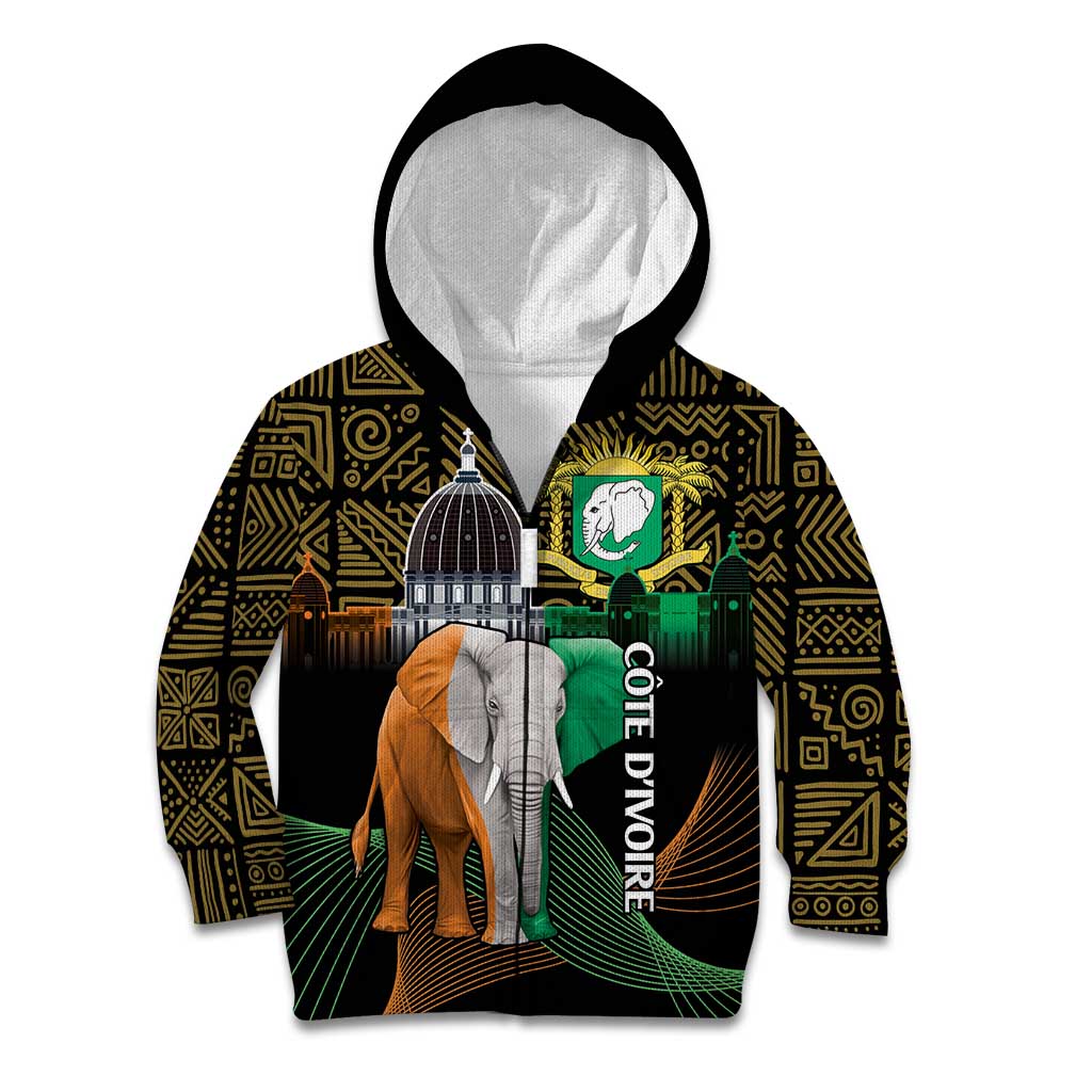 Personalized Cote dIvoire Independence Day Kid Hoodie Ivory Coast Elephant African Pattern - Wonder Print Shop