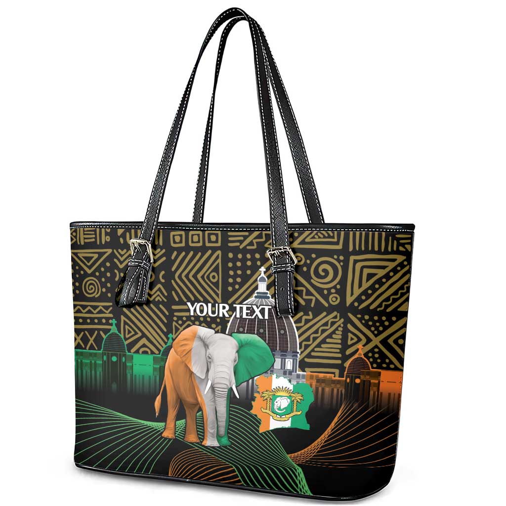 Personalized Cote dIvoire Independence Day Leather Tote Bag Ivory Coast Elephant African Pattern - Wonder Print Shop