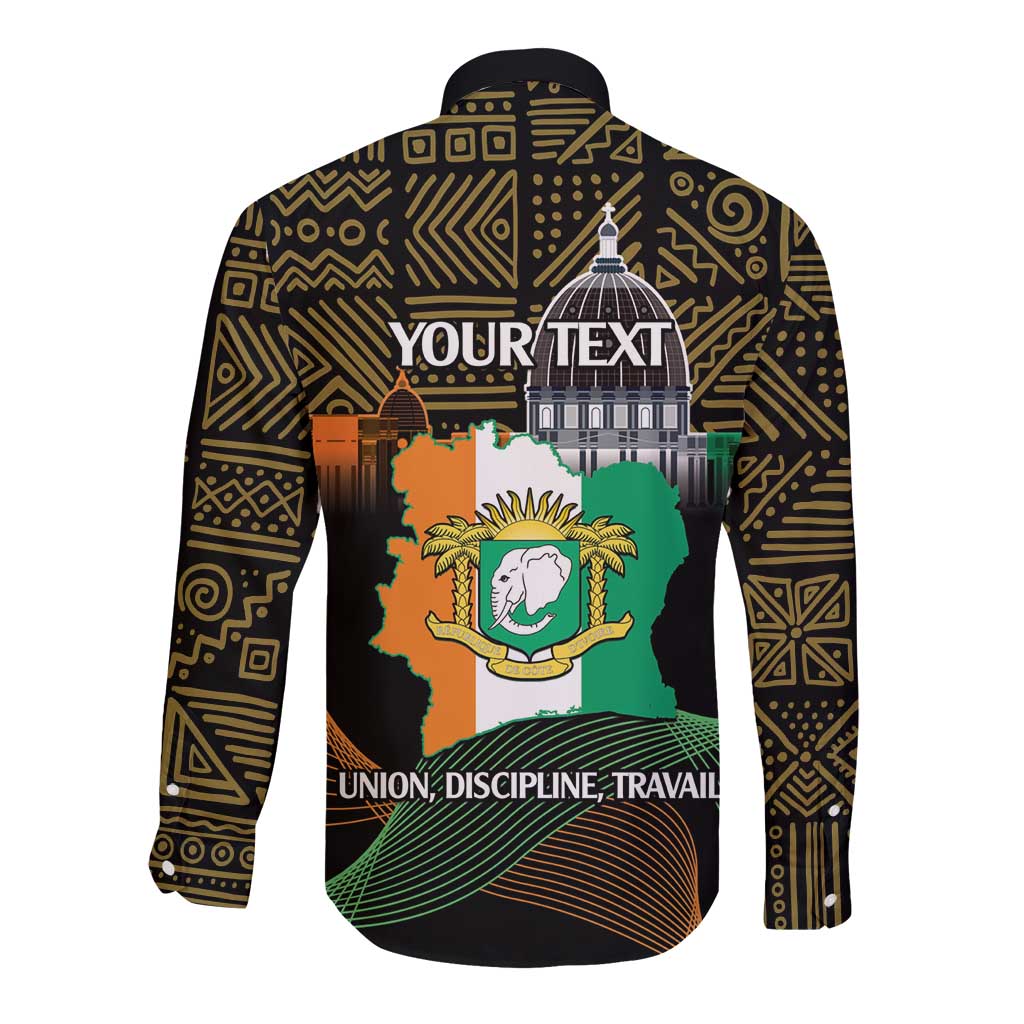 Personalized Cote dIvoire Independence Day Long Sleeve Button Shirt Ivory Coast Elephant African Pattern - Wonder Print Shop