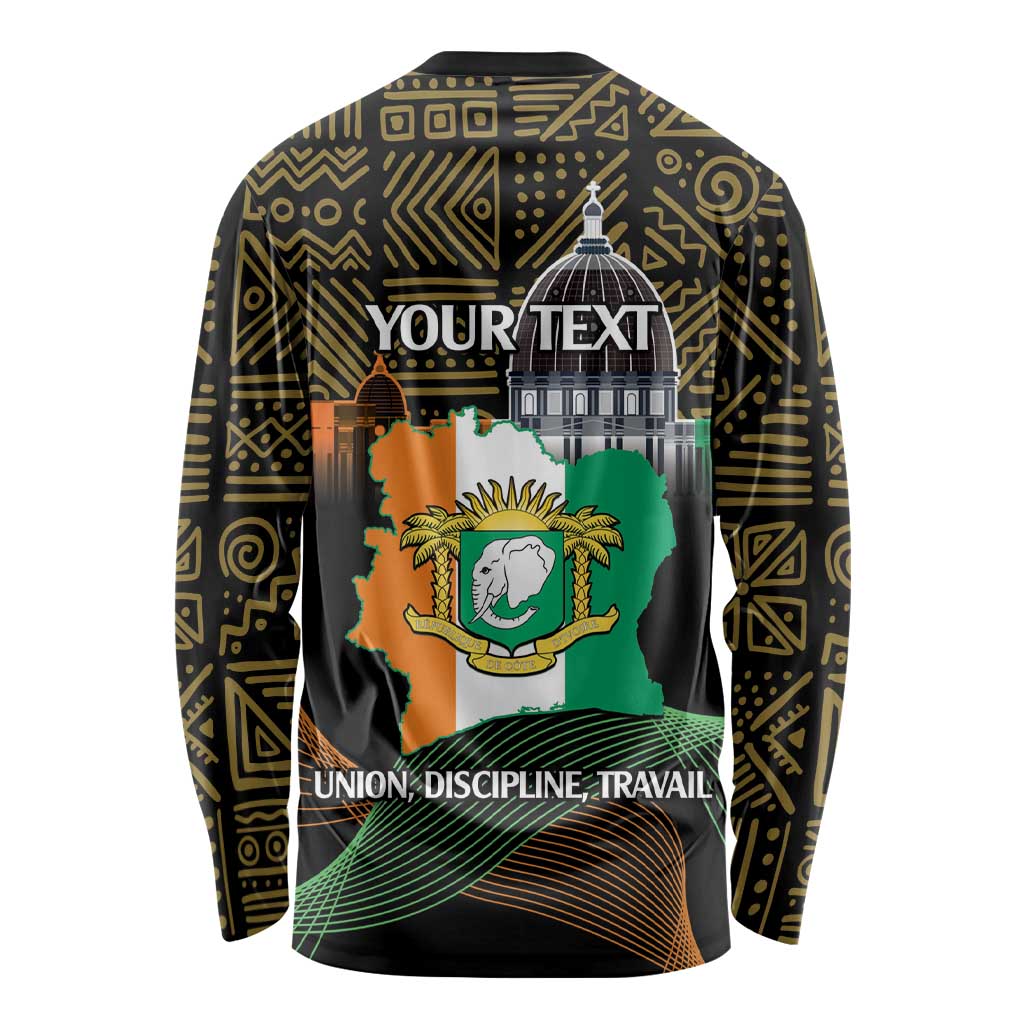 Personalized Cote dIvoire Independence Day Long Sleeve Shirt Ivory Coast Elephant African Pattern - Wonder Print Shop