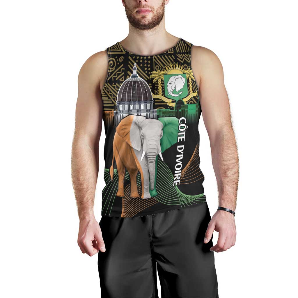 Personalized Cote dIvoire Independence Day Men Tank Top Ivory Coast Elephant African Pattern - Wonder Print Shop
