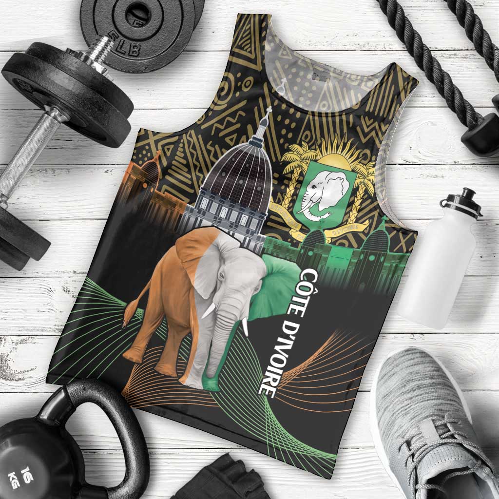 Personalized Cote dIvoire Independence Day Men Tank Top Ivory Coast Elephant African Pattern - Wonder Print Shop