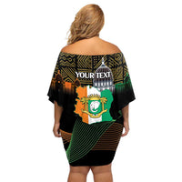 Personalized Cote dIvoire Independence Day Off Shoulder Short Dress Ivory Coast Elephant African Pattern - Wonder Print Shop