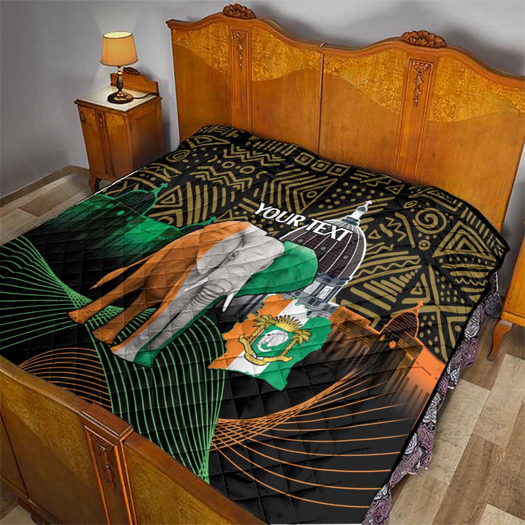 Personalized Cote dIvoire Independence Day Quilt Ivory Coast Elephant African Pattern - Wonder Print Shop