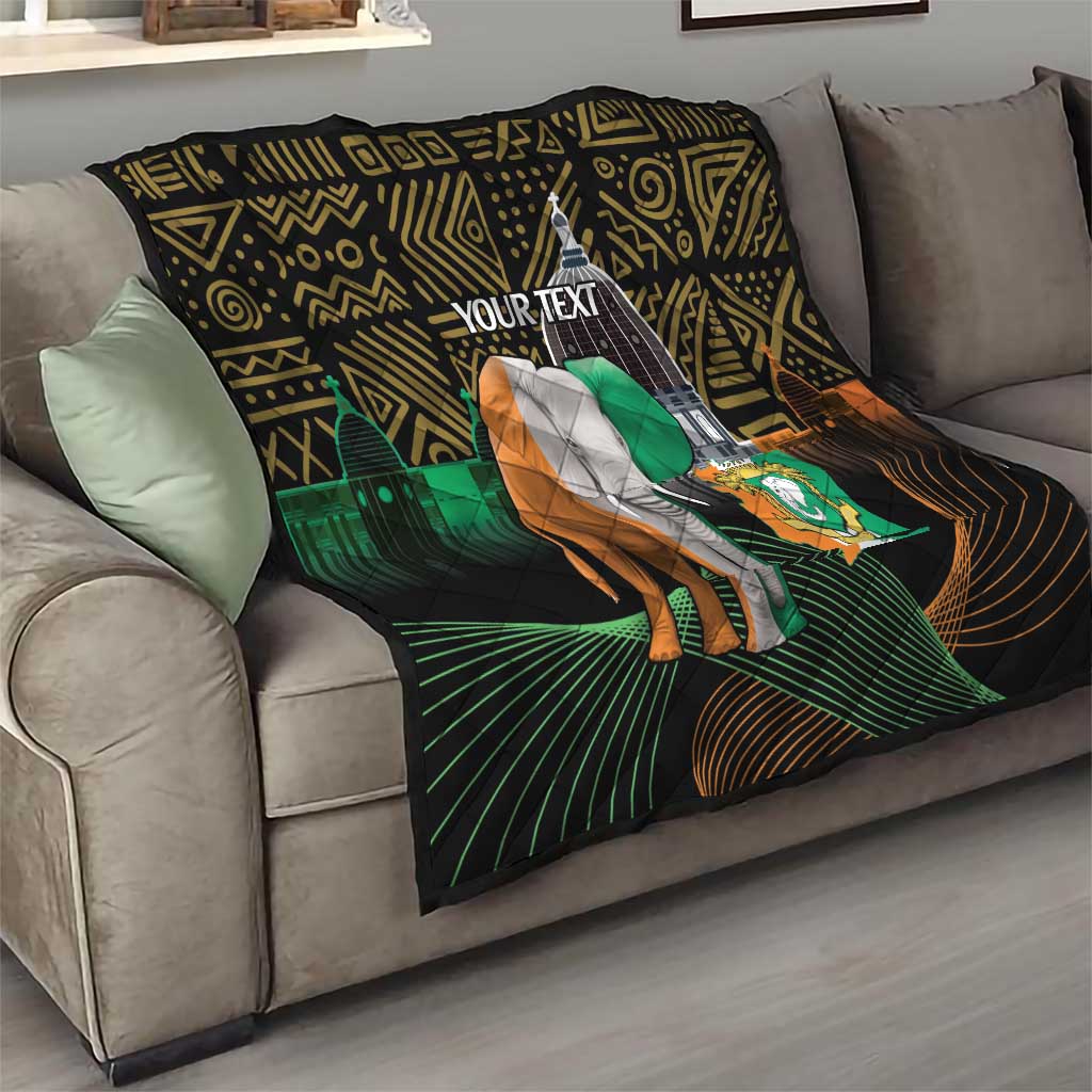 Personalized Cote dIvoire Independence Day Quilt Ivory Coast Elephant African Pattern - Wonder Print Shop