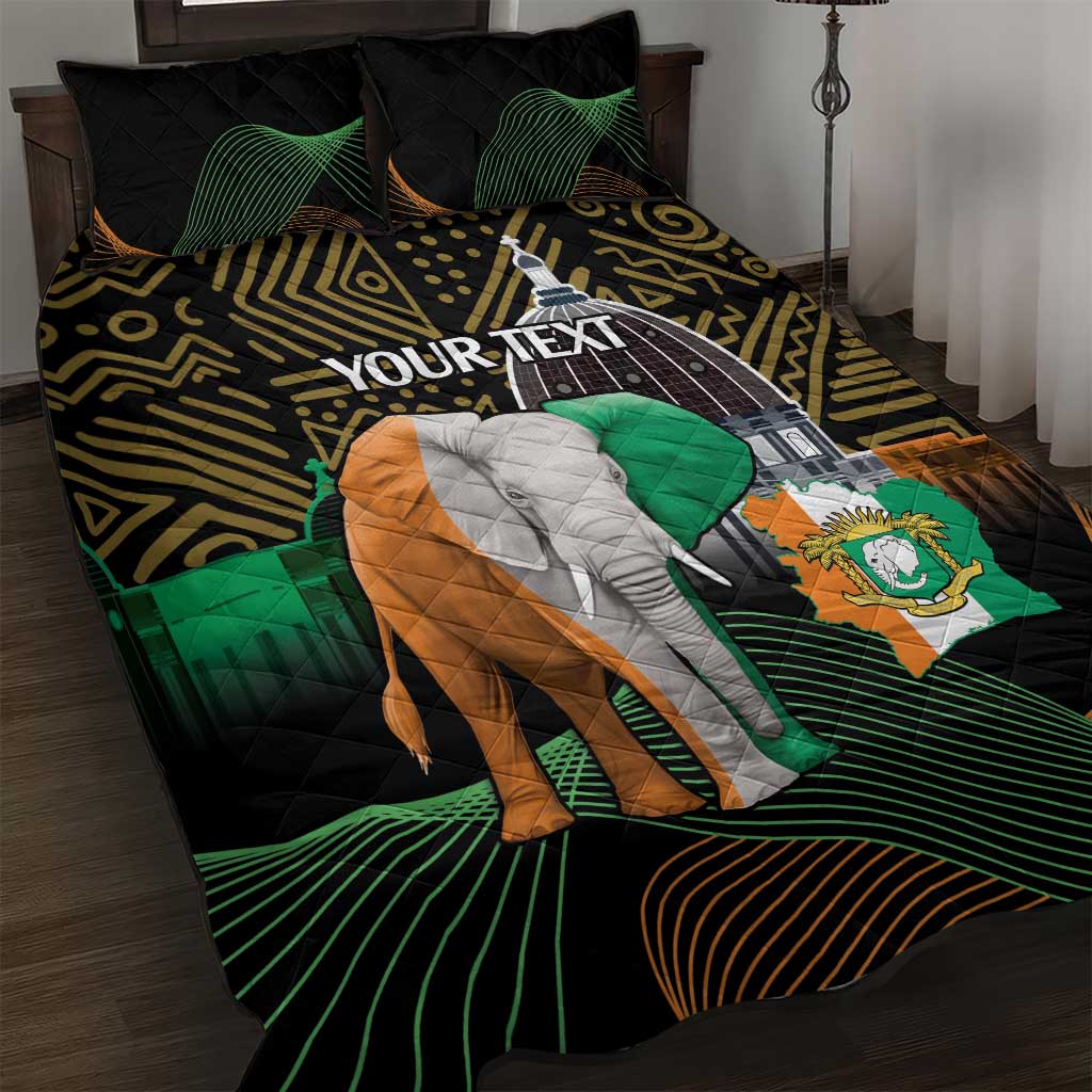 Personalized Cote dIvoire Independence Day Quilt Bed Set Ivory Coast Elephant African Pattern - Wonder Print Shop