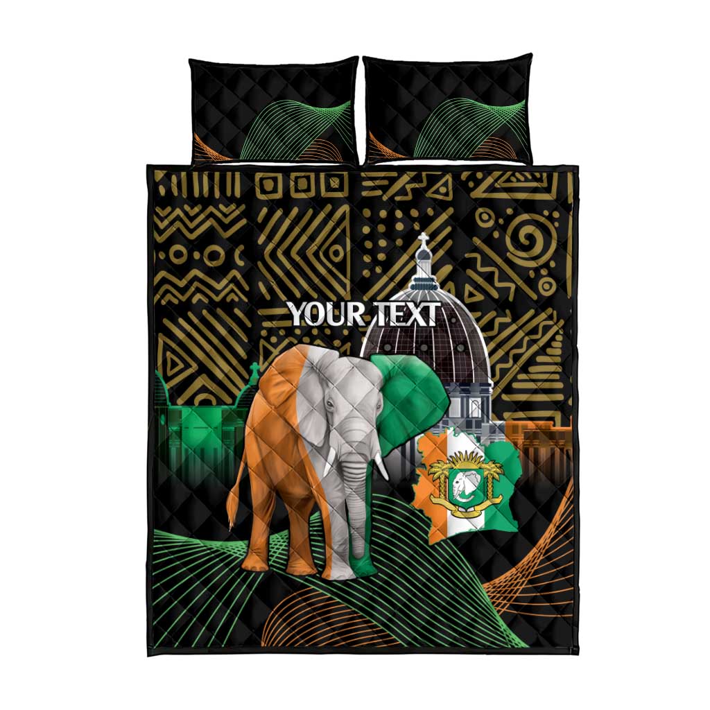 Personalized Cote dIvoire Independence Day Quilt Bed Set Ivory Coast Elephant African Pattern - Wonder Print Shop