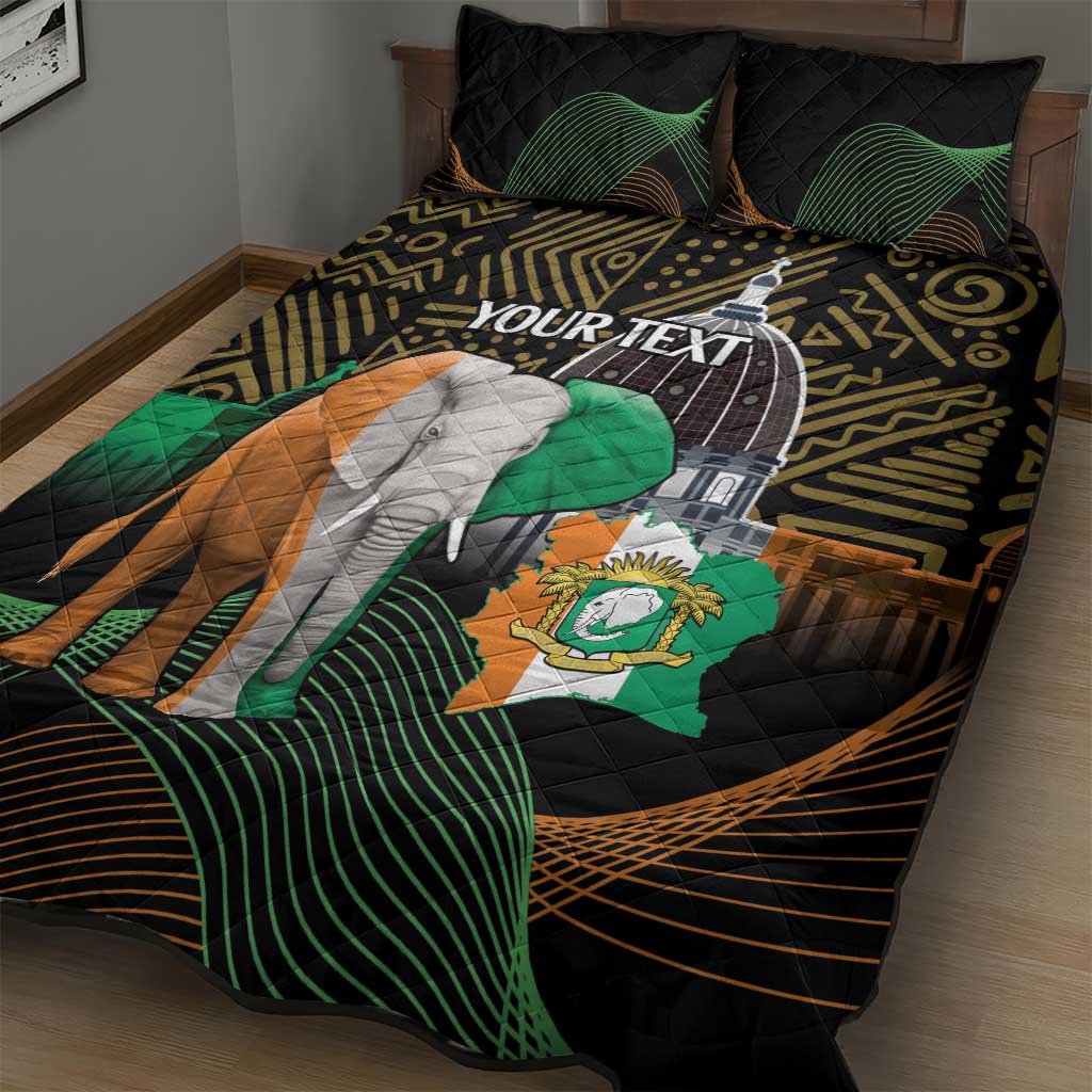 Personalized Cote dIvoire Independence Day Quilt Bed Set Ivory Coast Elephant African Pattern - Wonder Print Shop