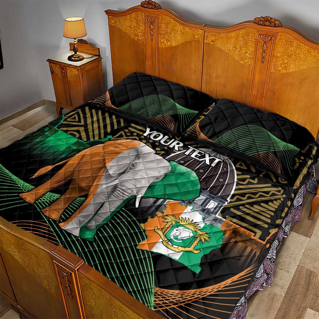 Personalized Cote dIvoire Independence Day Quilt Bed Set Ivory Coast Elephant African Pattern - Wonder Print Shop