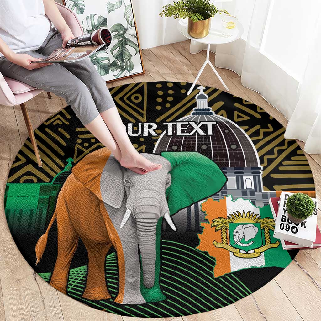 Personalized Cote dIvoire Independence Day Round Carpet Ivory Coast Elephant African Pattern