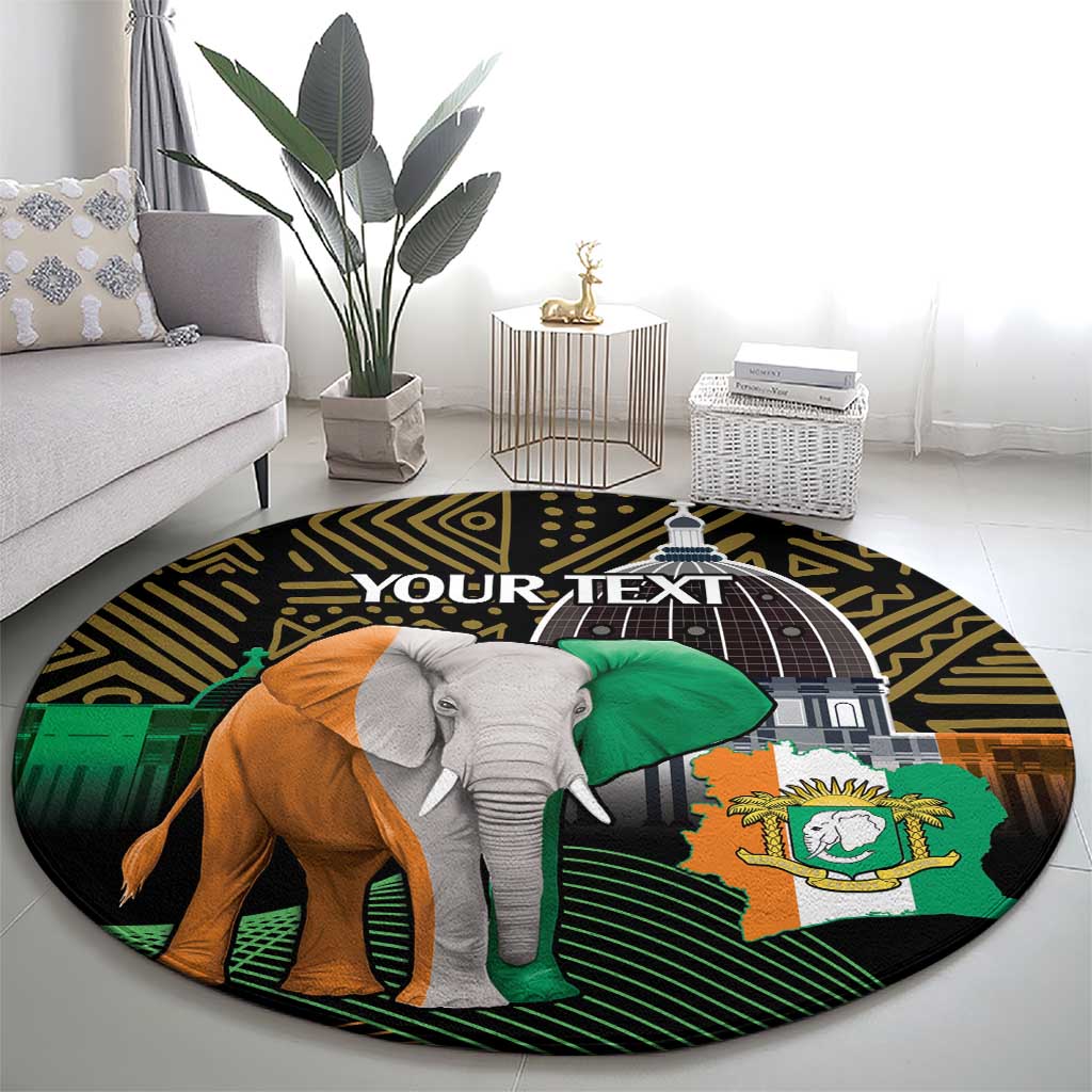Personalized Cote dIvoire Independence Day Round Carpet Ivory Coast Elephant African Pattern