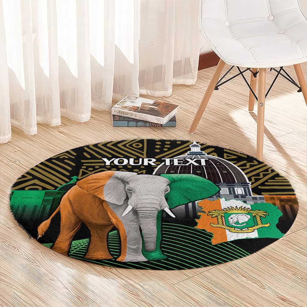 Personalized Cote dIvoire Independence Day Round Carpet Ivory Coast Elephant African Pattern