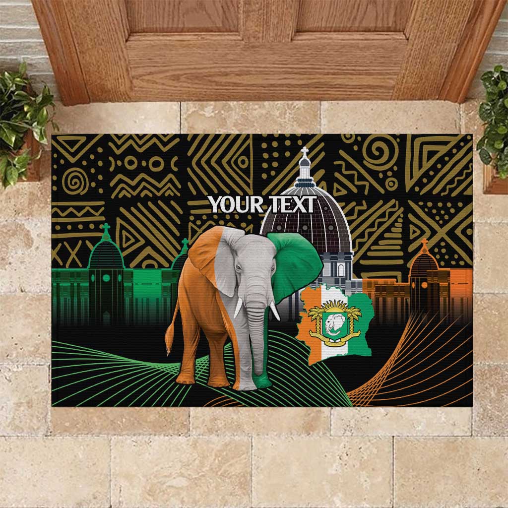 Personalized Cote dIvoire Independence Day Rubber Doormat Ivory Coast Elephant African Pattern - Wonder Print Shop