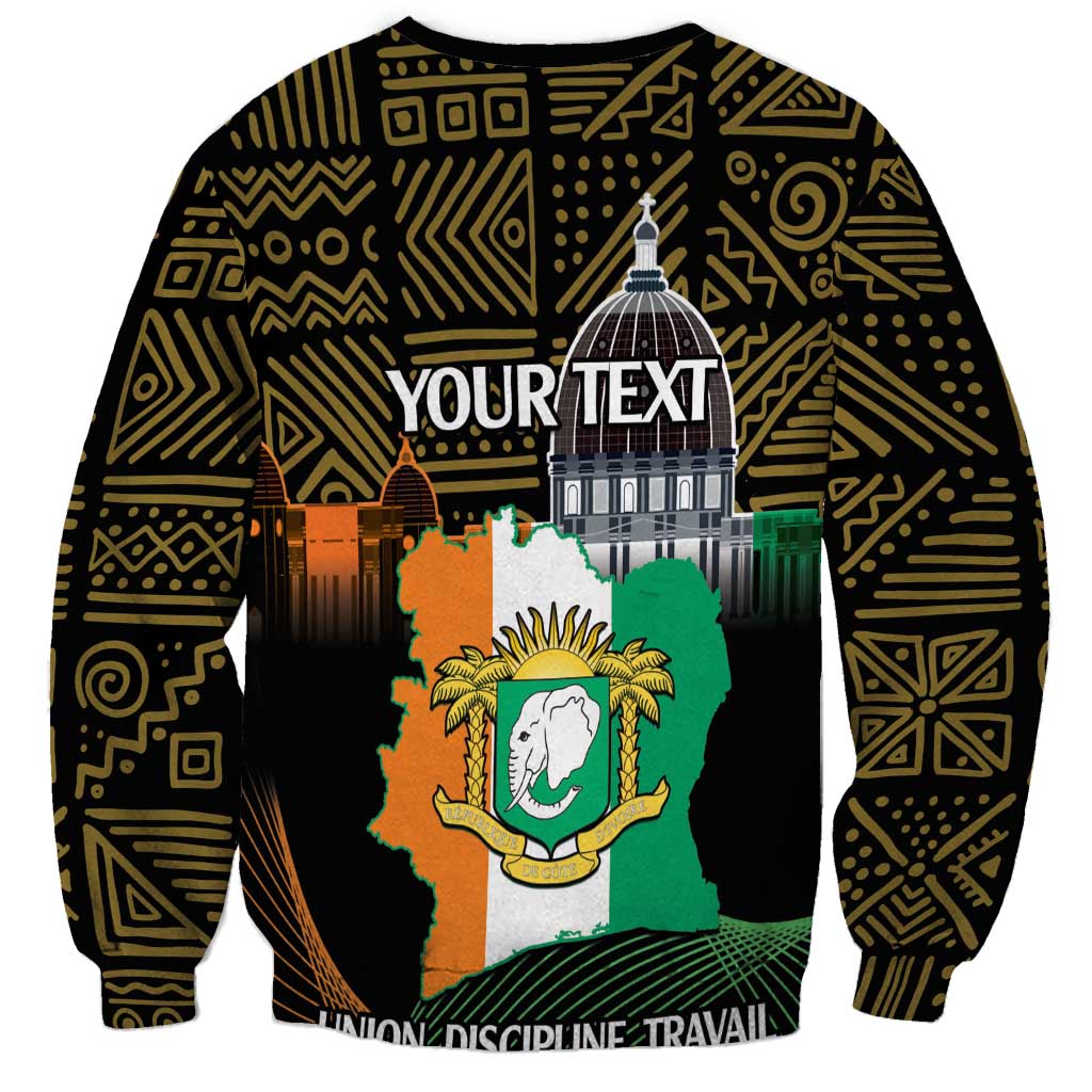 Personalized Cote dIvoire Independence Day Sweatshirt Ivory Coast Elephant African Pattern - Wonder Print Shop