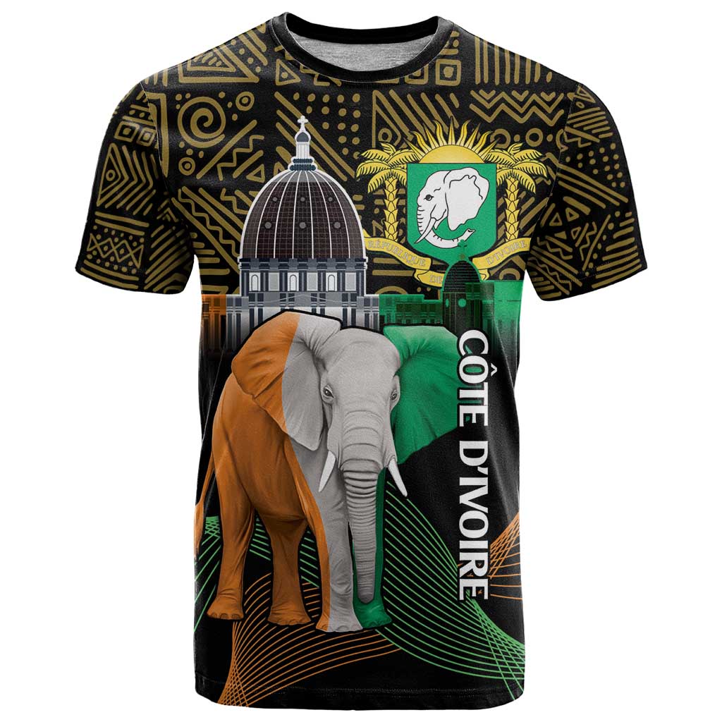 Personalized Cote dIvoire Independence Day T Shirt Ivory Coast Elephant African Pattern - Wonder Print Shop