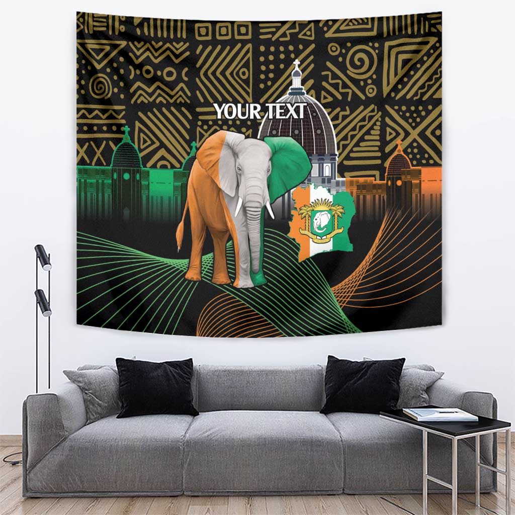 Personalized Cote dIvoire Independence Day Tapestry Ivory Coast Elephant African Pattern - Wonder Print Shop